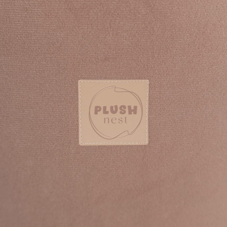 Plush Nest boldbassin 90x30 cm – beige velour med 200 bolde i pink mix
