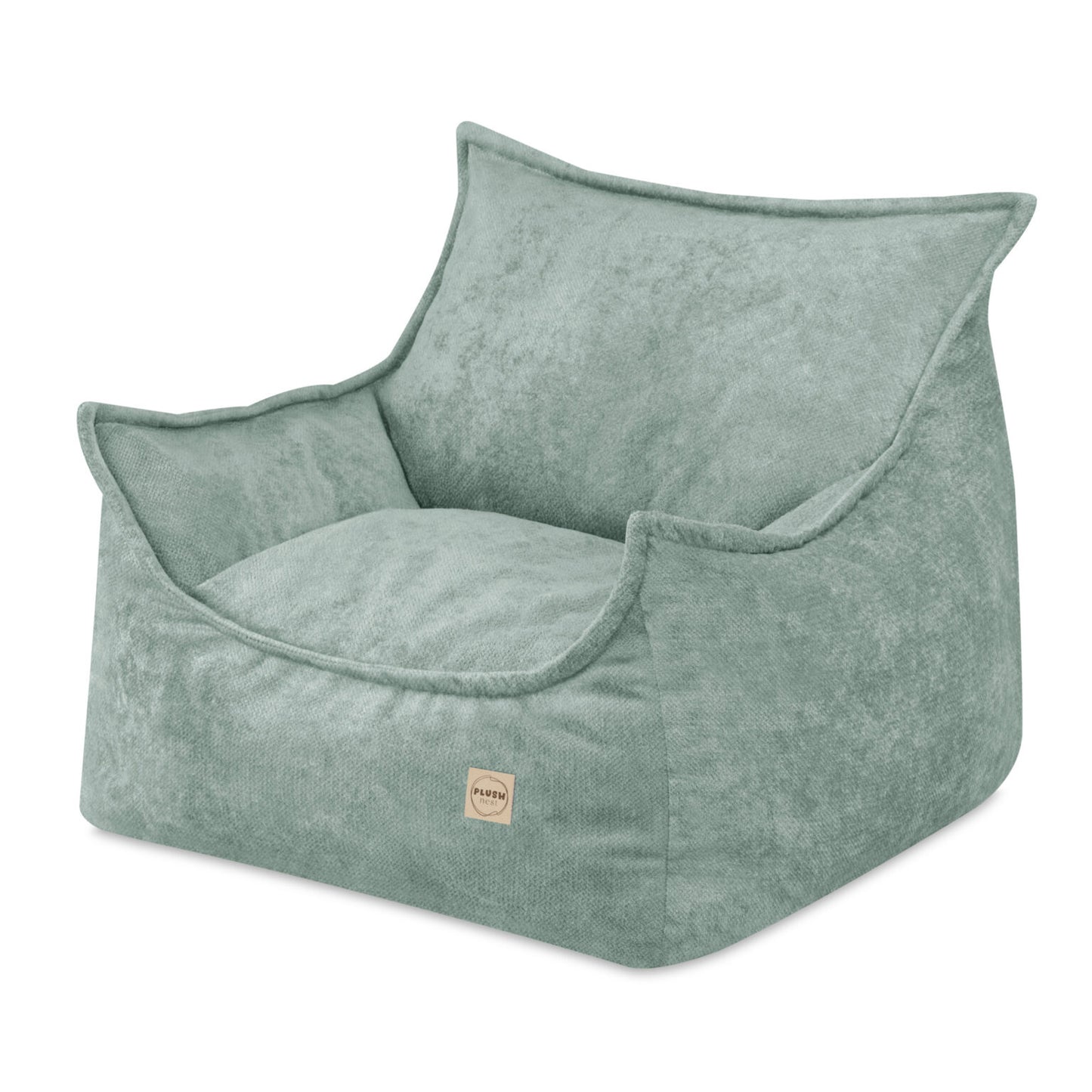 Plush Nest Roya lænestol til børn i premium chenille – grøn