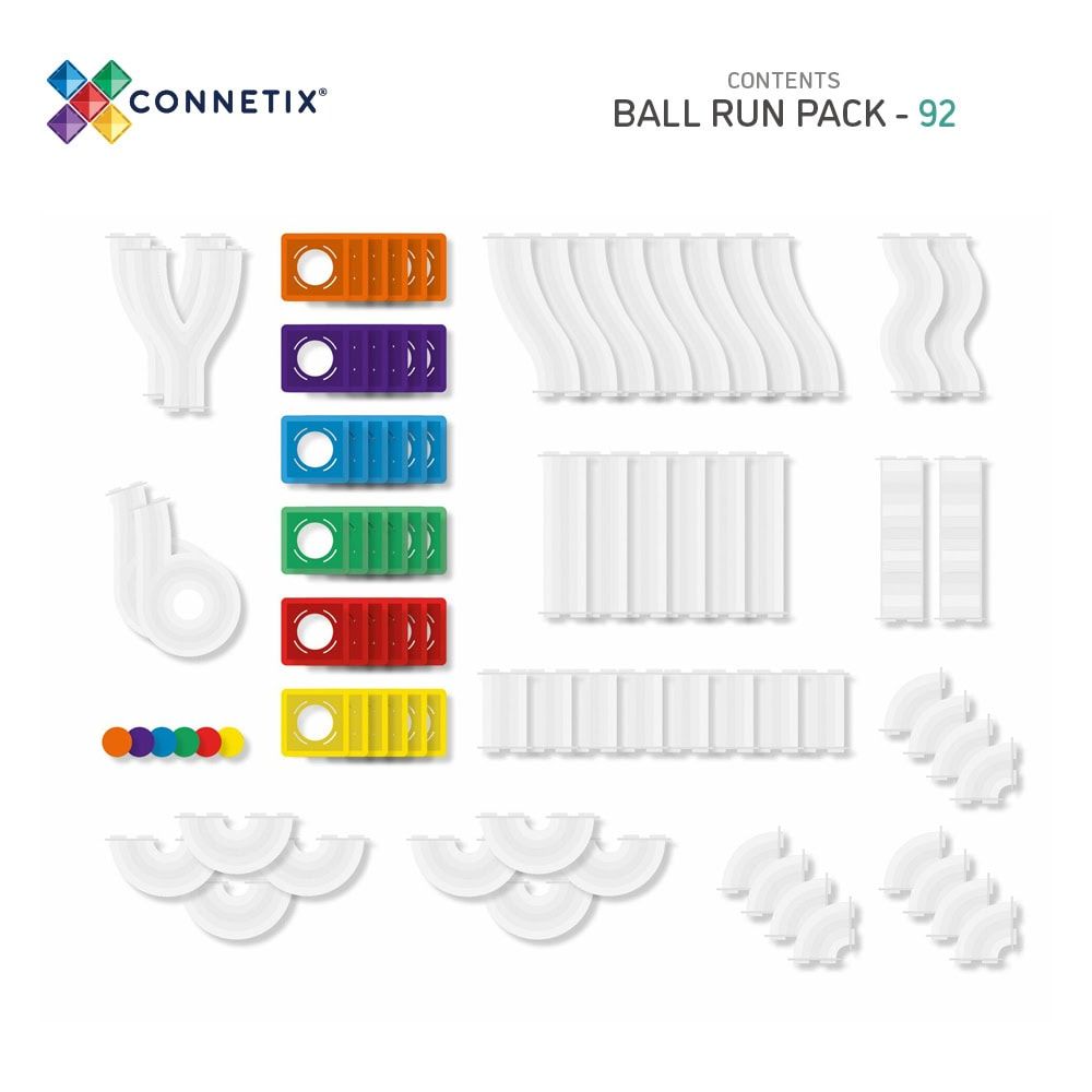 Connetix Ball Run Magnetsæt 92 dele - Regnbue