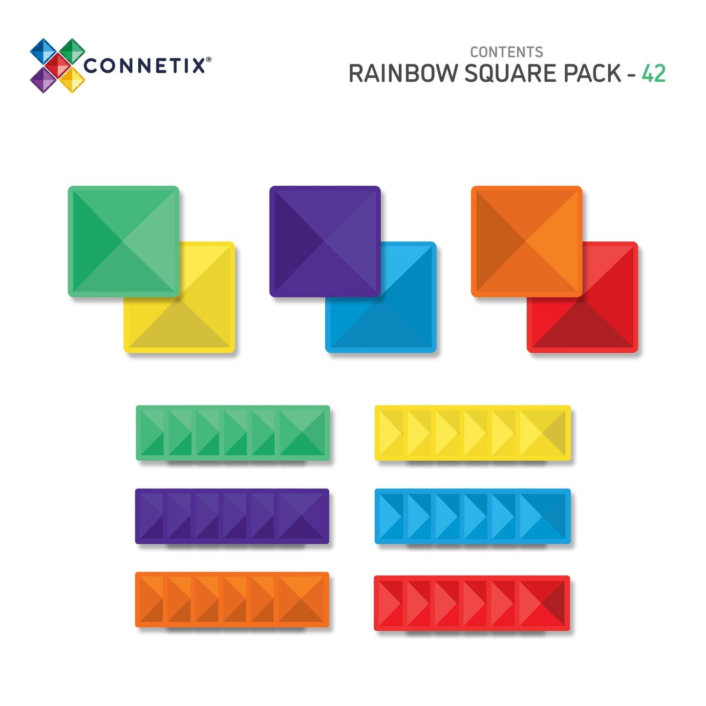Connetix Square Pack Magnetsæt 42 dele - Regnbue