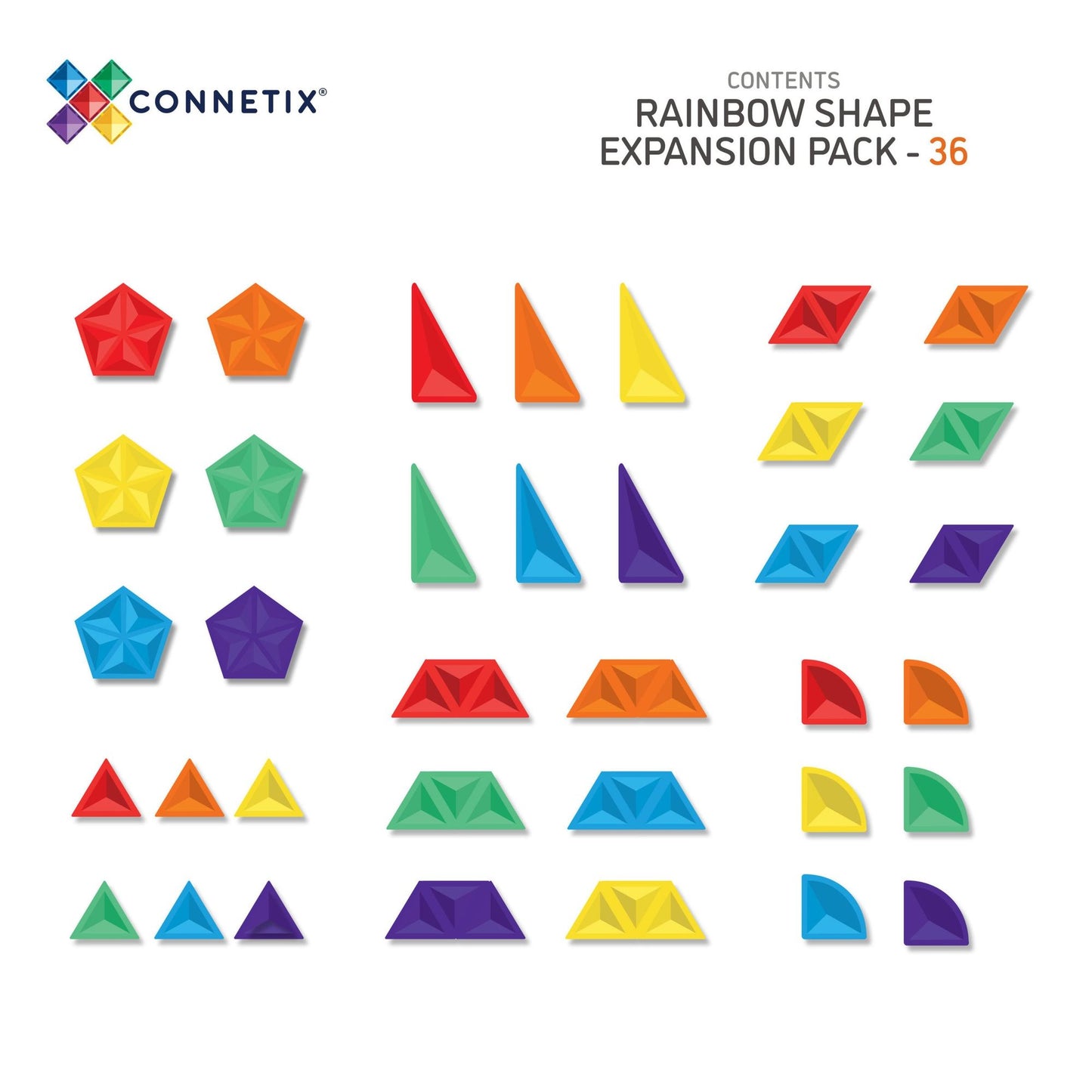 Connetix Expansion Pack Magnetsæt 36 dele - Regnbue