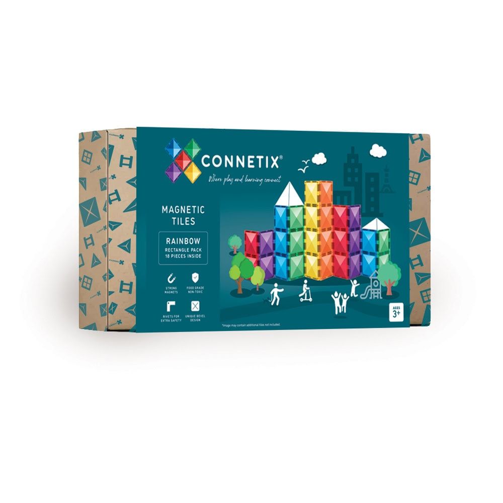 Connetix Rectangle Pack Magnetsæt 18 dele - Regnbue