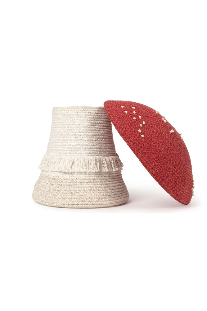 Lorena Canals kurv – Big Mushroom rød/natur 38 x 38 x 33 cm