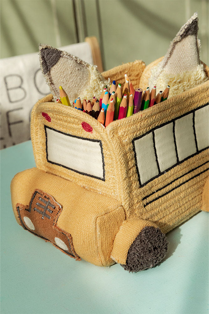 Lorena Canals kurv – Mini School Bus gul 22 x 19 x 15 cm