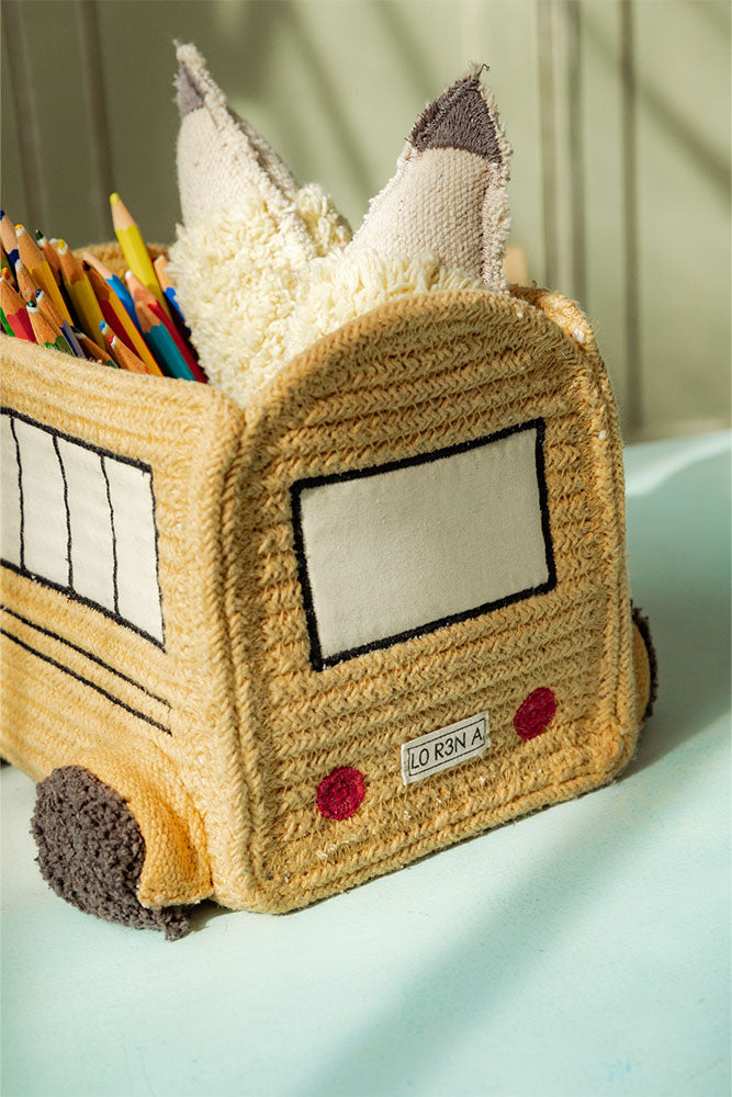 Lorena Canals kurv – Mini School Bus gul 22 x 19 x 15 cm