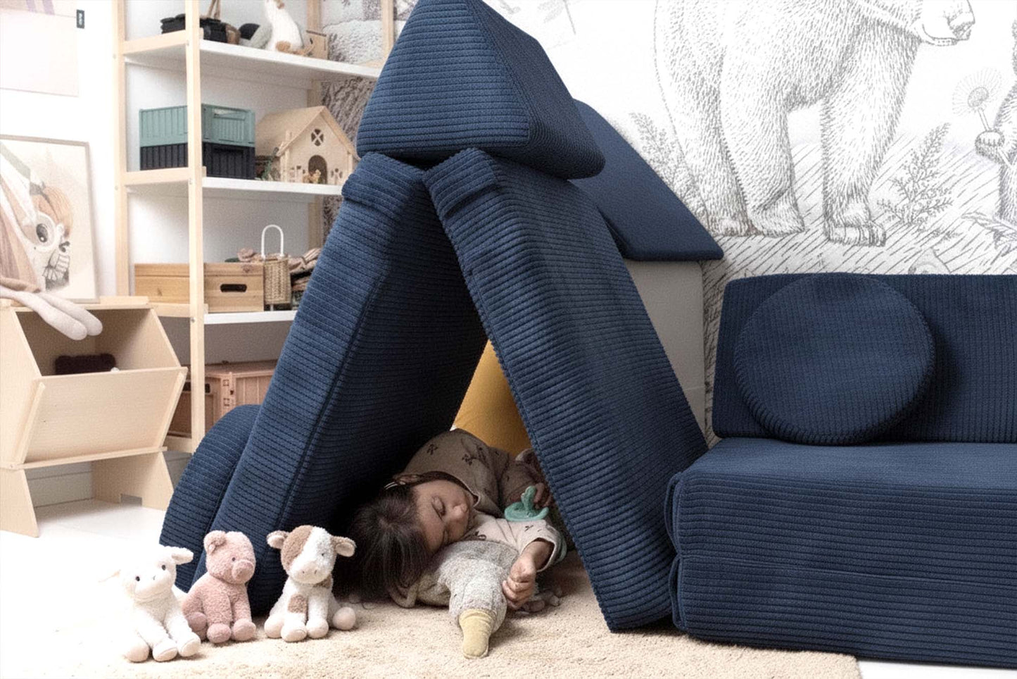 Shappy legesofa 160 cm - Pure Corduroy - Blueberry