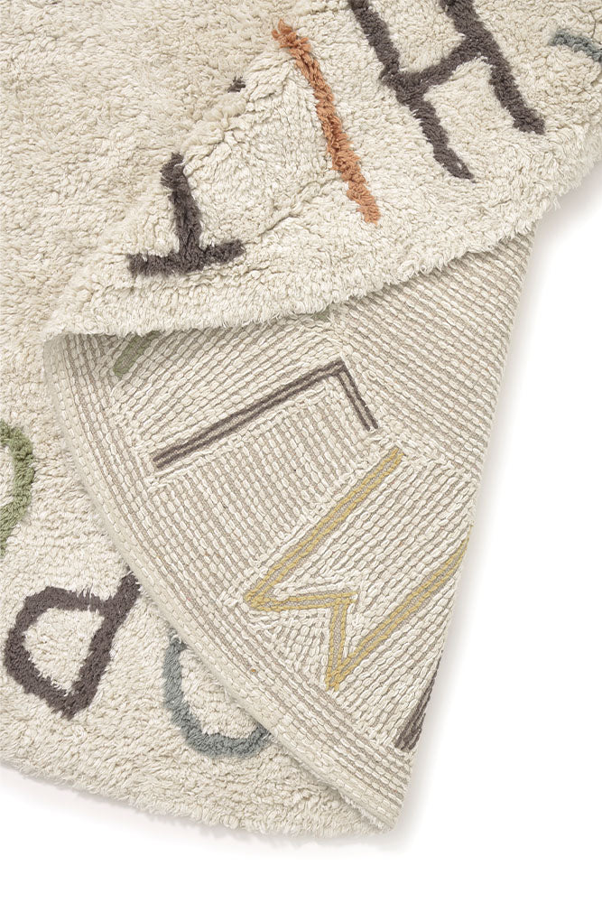 Lorena Canals vaskbart legetæppe ABC Color and Letters Ø120 cm – natur