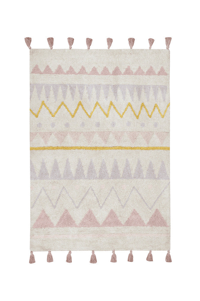 Lorena Canals vaskbart gulvtæppe Azteca Vintage Nude 140 x 200 cm – natur/pink