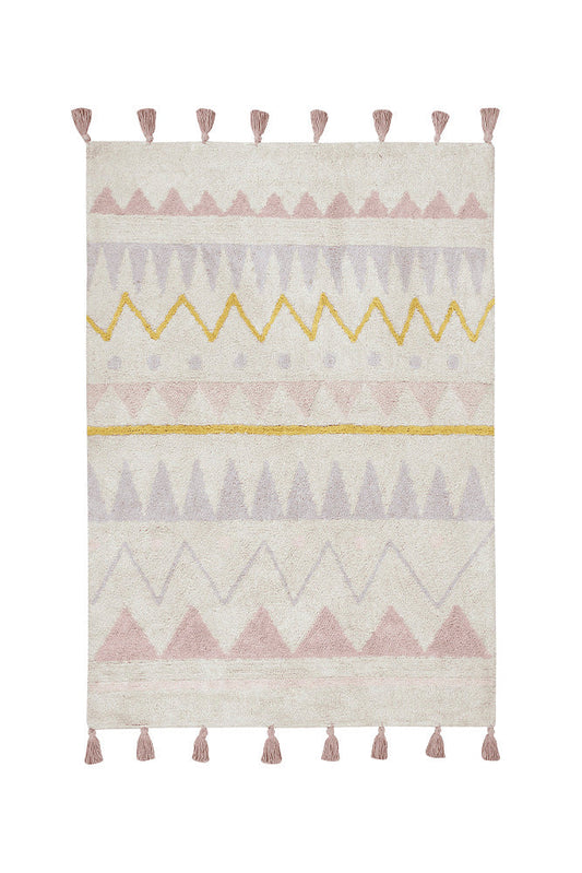 Lorena Canals vaskbart gulvtæppe Azteca Vintage Nude 140 x 200 cm – natur/pink