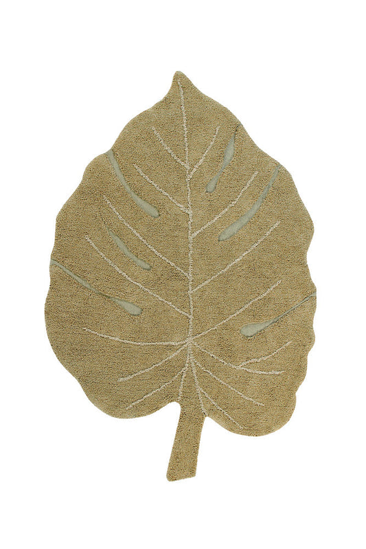 Lorena Canals vaskbart gulvtæppe Monstera Olive 120 x 180 cm – grøn