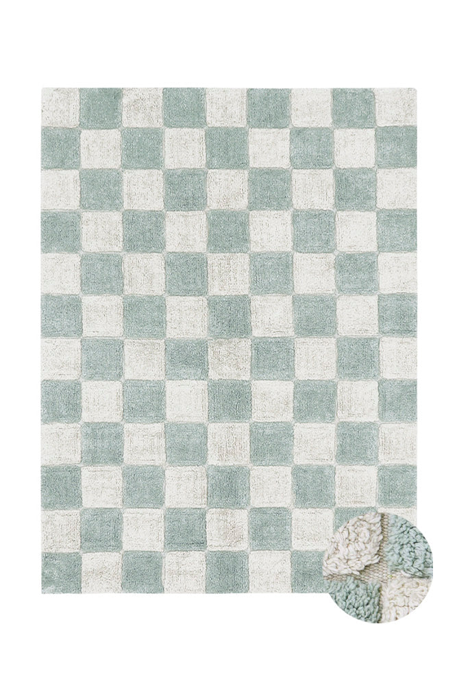 Lorena Canals vaskbart gulvtæppe Tiles Blue Sage 140 x 200 cm