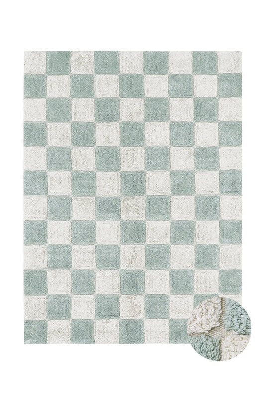 Lorena Canals vaskbart gulvtæppe Tiles Blue Sage 140 x 200 cm