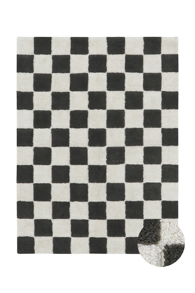 Lorena Canals vaskbart gulvtæppe Kitchen Tiles Dark Grey 140 x 200 cm