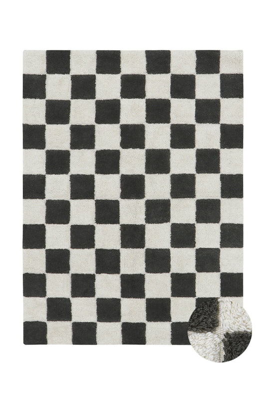 Lorena Canals vaskbart gulvtæppe Kitchen Tiles Dark Grey 140 x 200 cm