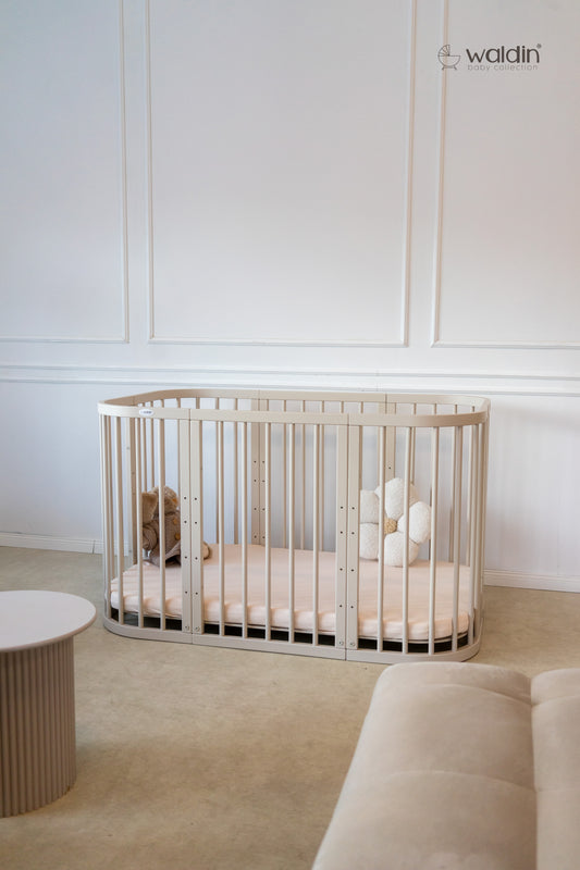 Waldin 7-i-1 tremmeseng med madras - Cashmere