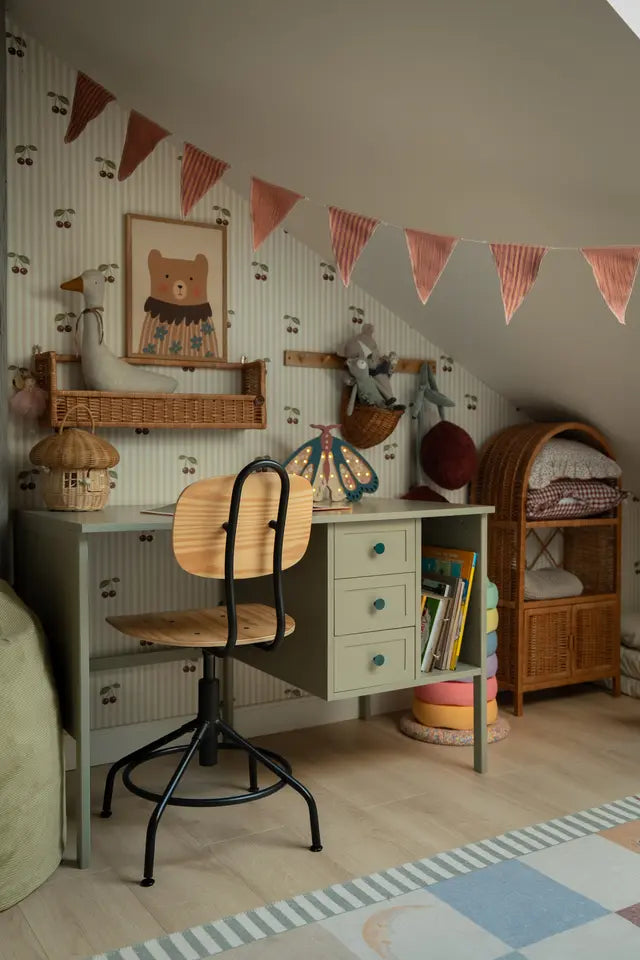 Wood Luck Design - Vintage - skrivebord til børn og teenagere – eucalyptus