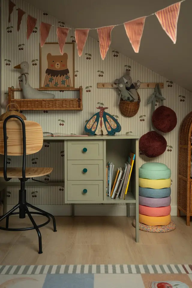 Wood Luck Design - Vintage - skrivebord til børn og teenagere – eucalyptus