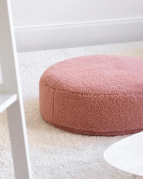 Wigiwama rund puf i teddy – Guava Pink