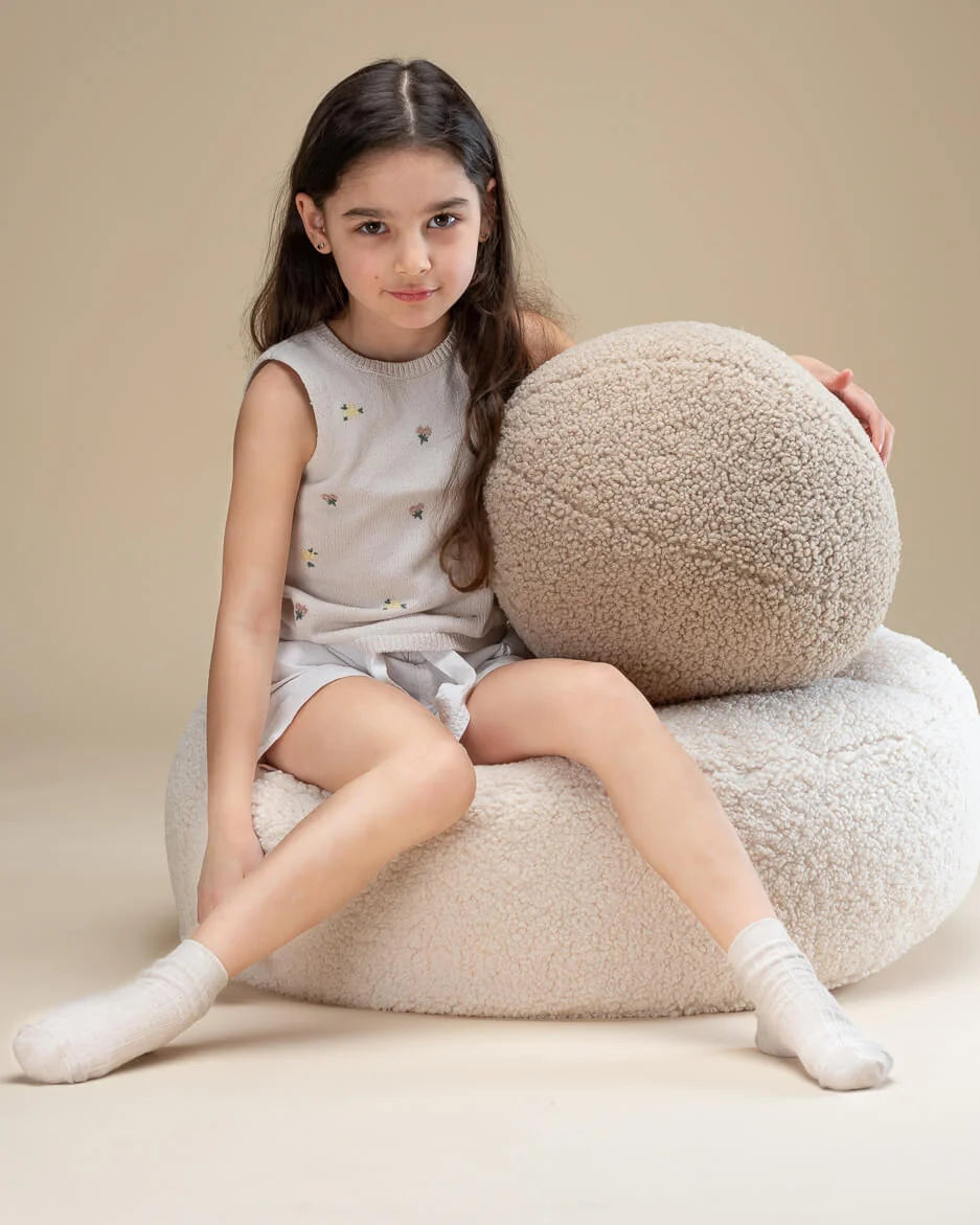 Wigiwama rund puf i teddy – Cream White