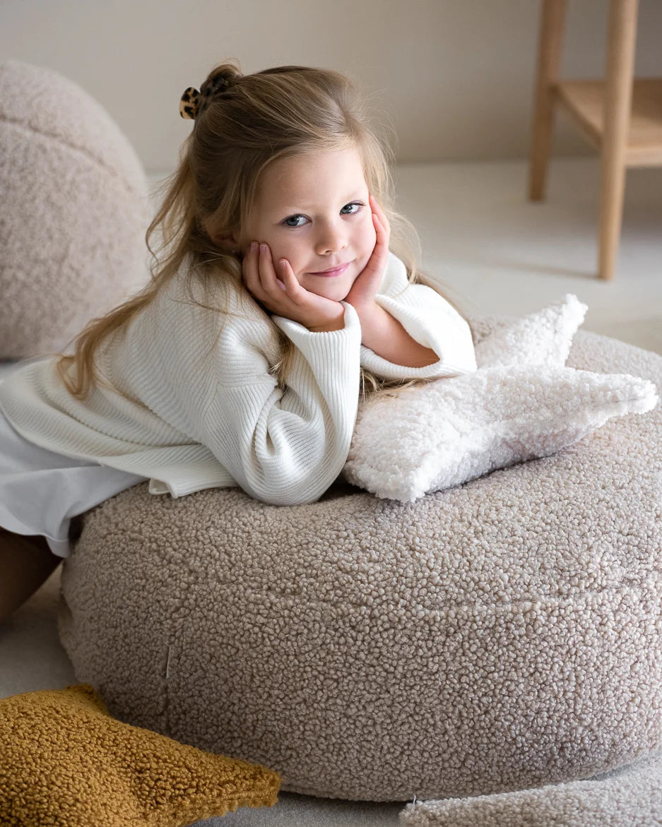 Wigiwama rund puf i teddy – Biscuit