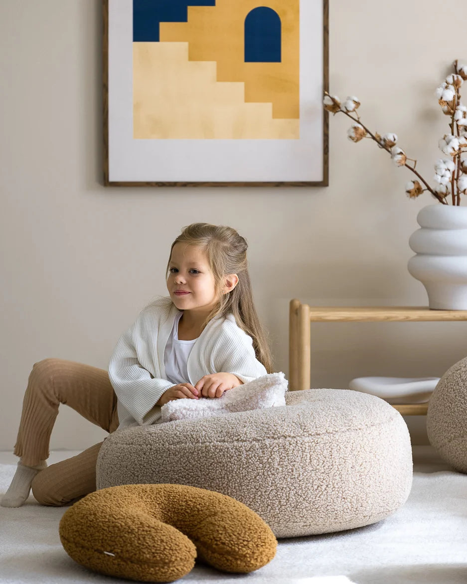 Wigiwama rund puf i teddy – Biscuit