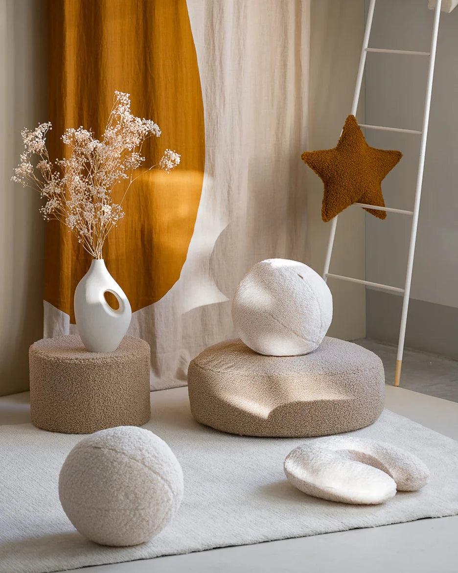 Wigiwama rund puf i teddy – Biscuit