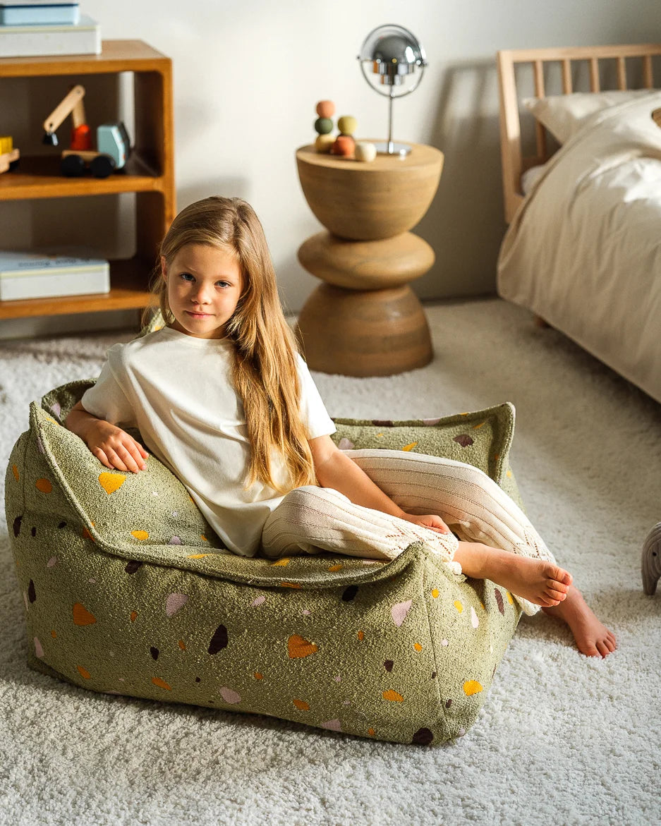 Wigiwama sækkestol i bouclé – Terrazzo Moss