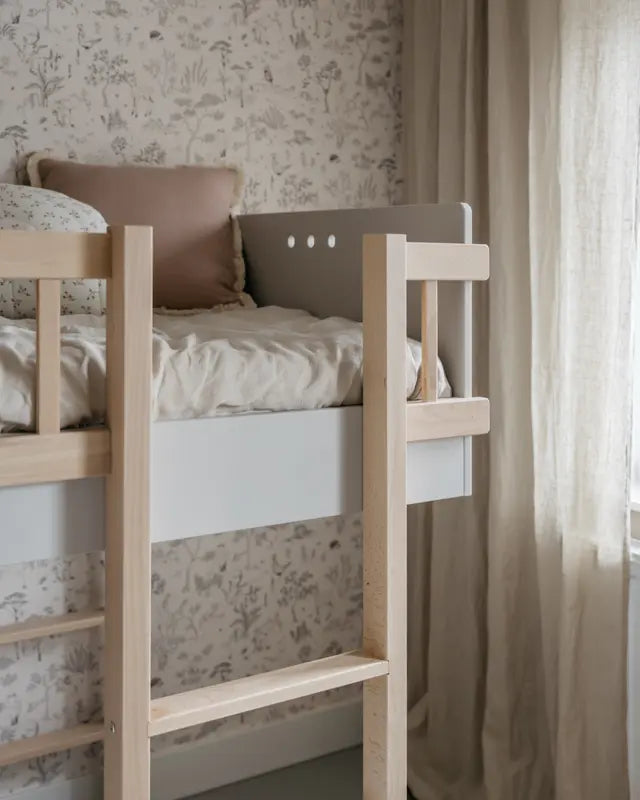 Wood Luck Design - Basic - halvhøj seng 90 x 200 cm – cashmere og bøgetræ