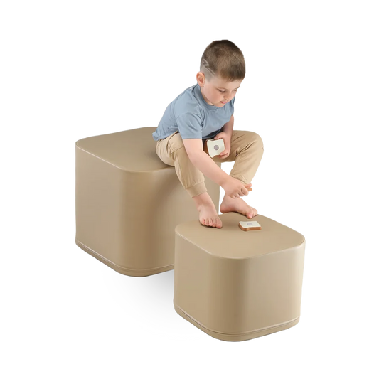Large Play Pouf Cube - Beige