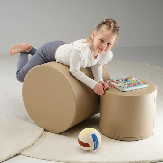 Large Play Pouf Cylinder - Beige