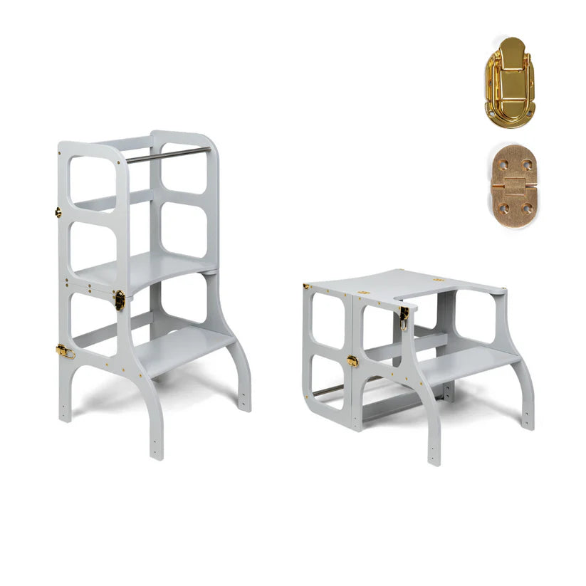 Ette Tete STEP’n’SIT® 2-i-1 læringstårn og bord – Grå