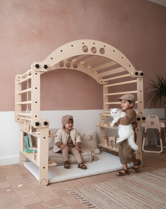 Luula Walldorf Montessori Legesæt – Modulært Klatresæt med Balancebue og Hylder