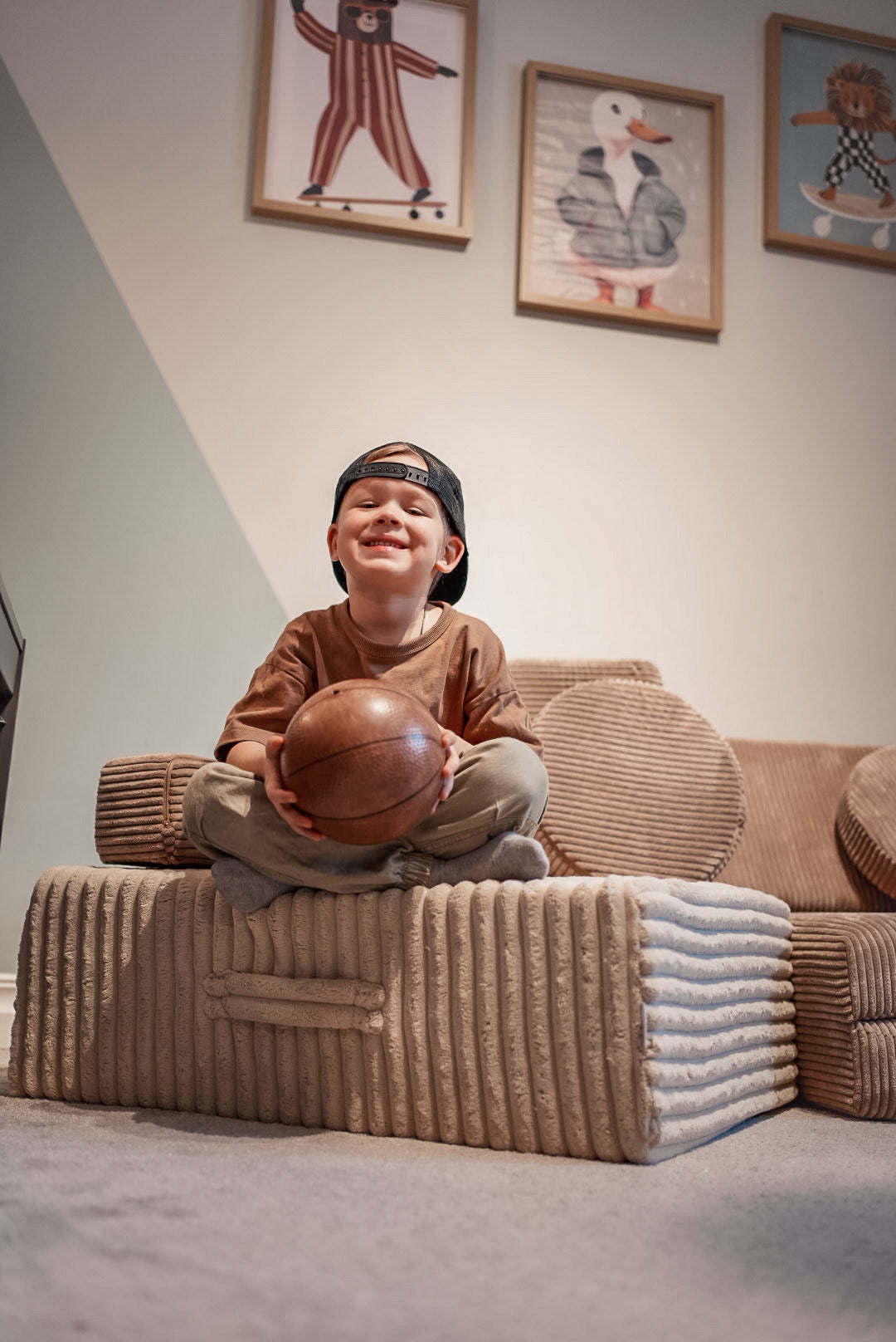 Shappy indendørs trampolin i fløjl – Waffle - Brown Sugar