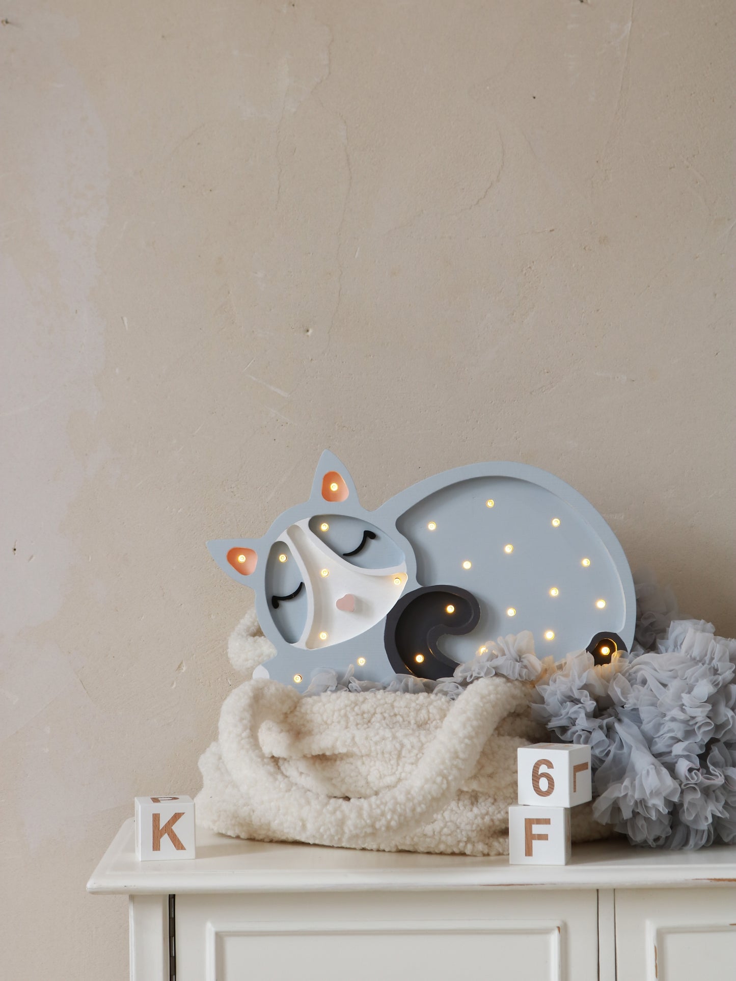 Little Lights Cat lampe i træ - flere farver