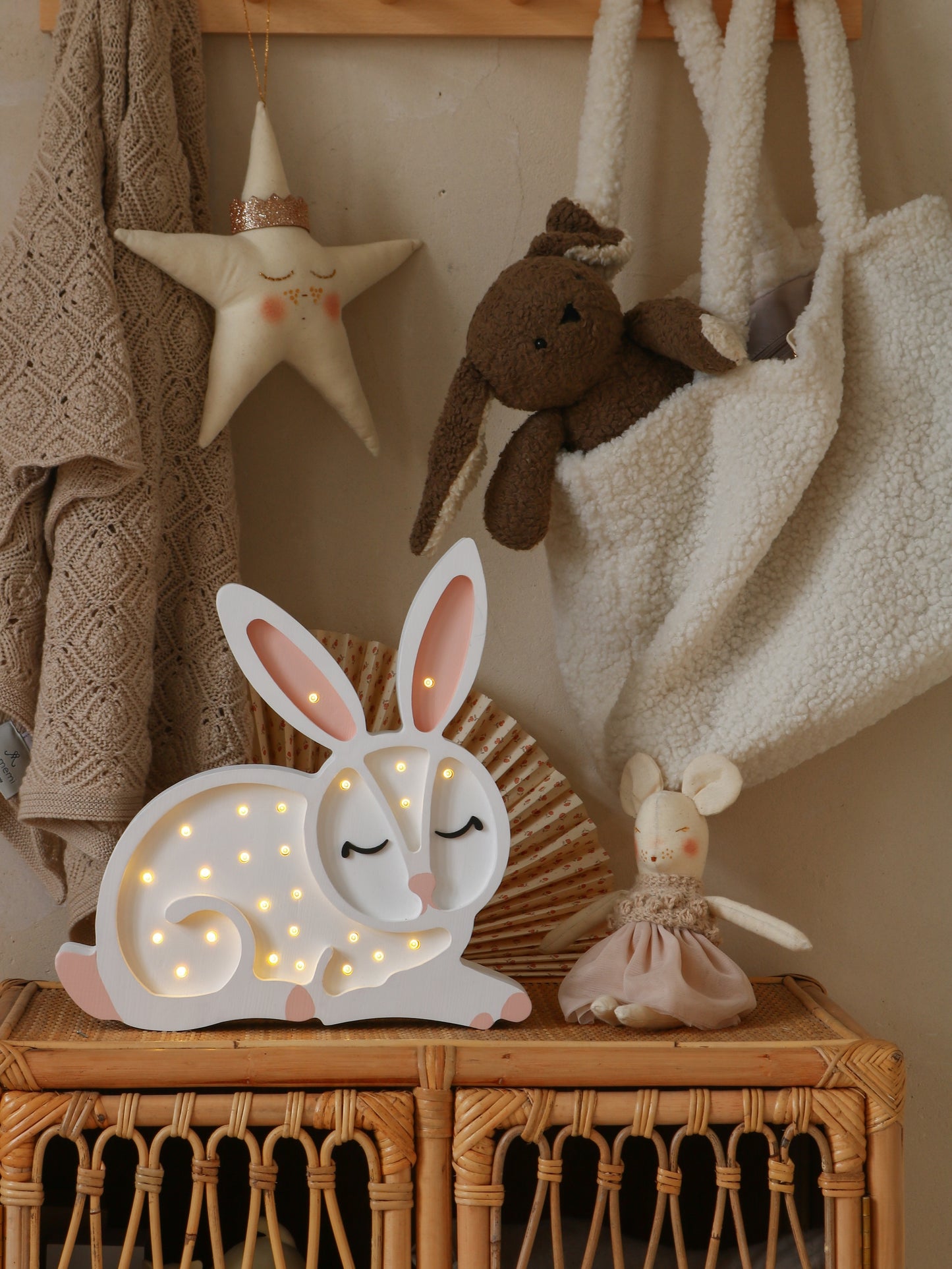 Little Lights Bunny lampe i træ - flere farver