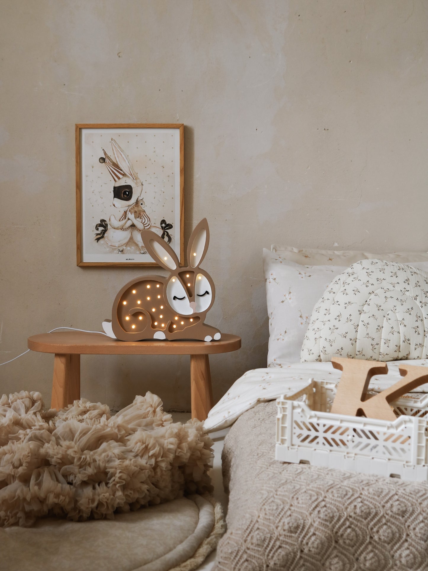 Little Lights Bunny lampe i træ - flere farver