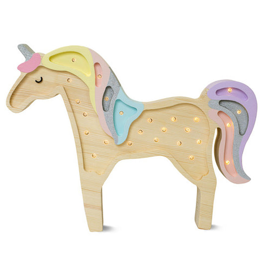Little Lights Unicorn lampe i træ - flere farver