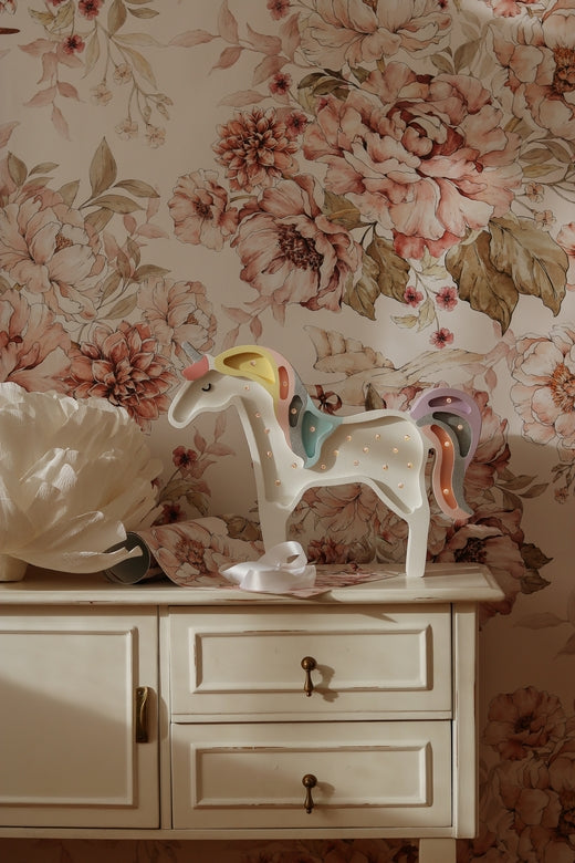 Little Lights Unicorn lampe i træ - flere farver