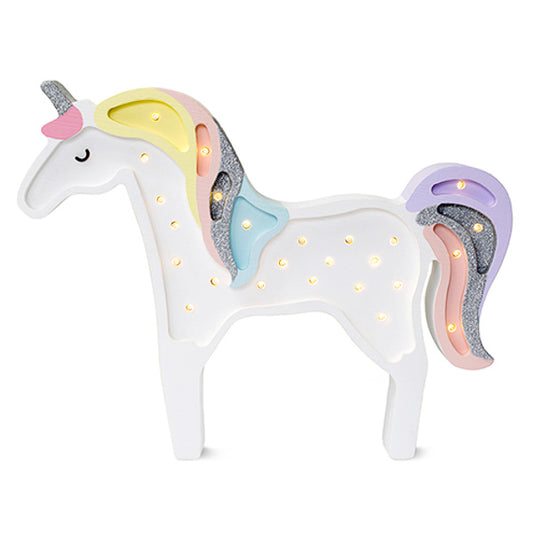 Little Lights Unicorn lampe i træ - flere farver