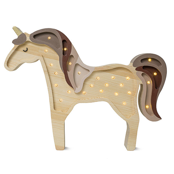 Little Lights Unicorn lampe i træ - flere farver