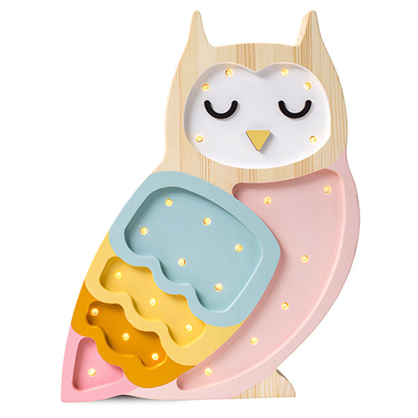 Little Lights Owl lampe i træ - flere farver