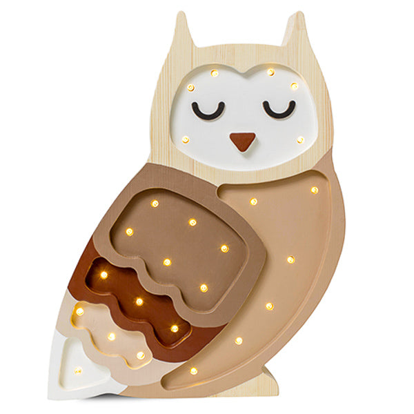 Little Lights Owl lampe i træ - flere farver