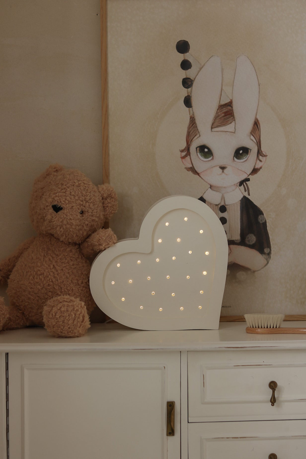Little Lights Heart lampe i træ
