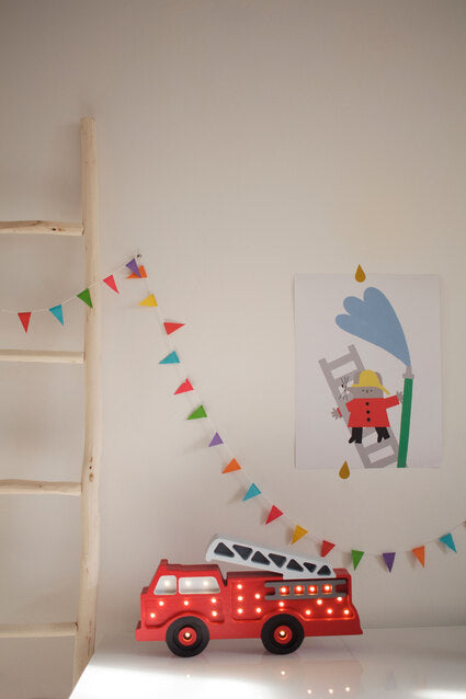 Little Lights Fire Truck lampe i træ