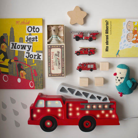 Little Lights Fire Truck lampe i træ