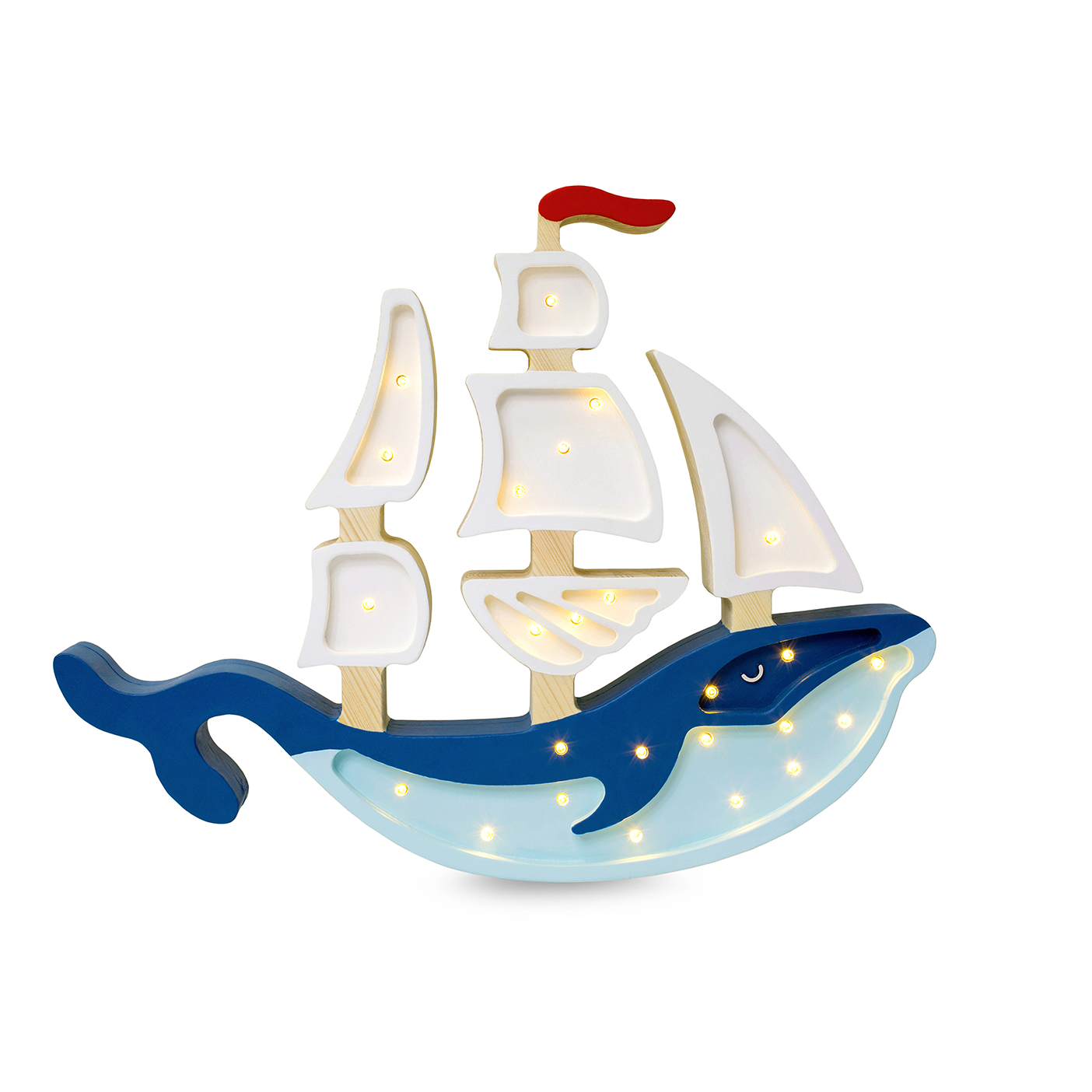 Little Lights Ship lampe i træ - flere farver