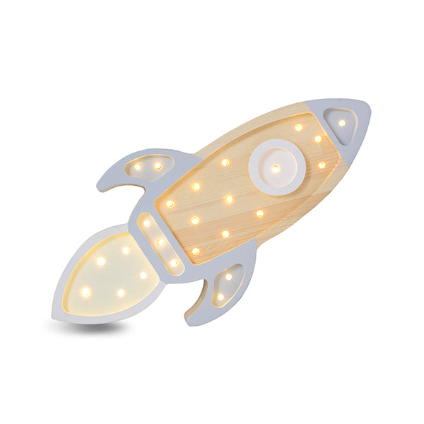 Little Lights Space Rocket lampe i træ - flere farver