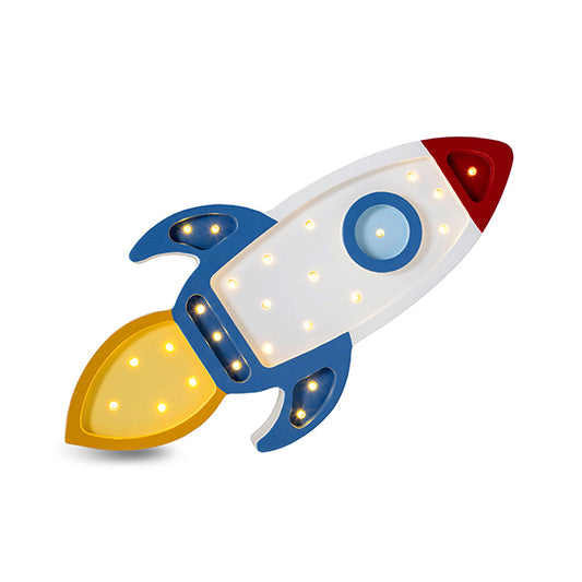 Little Lights Space Rocket lampe i træ - flere farver