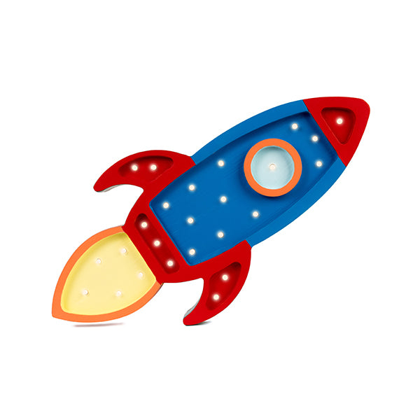 Little Lights Space Rocket lampe i træ - flere farver
