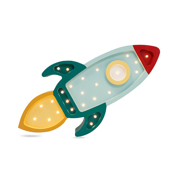 Little Lights Space Rocket lampe i træ - flere farver
